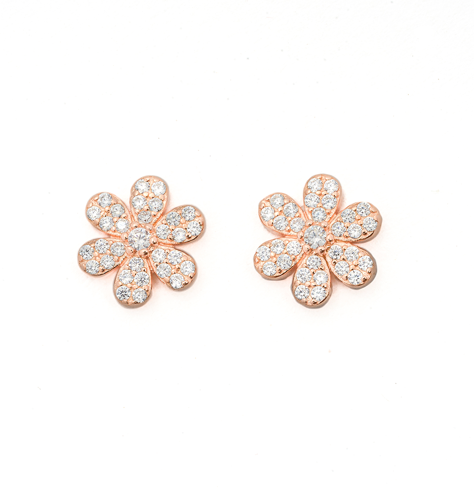 Floral Studs Earrings Rosegold