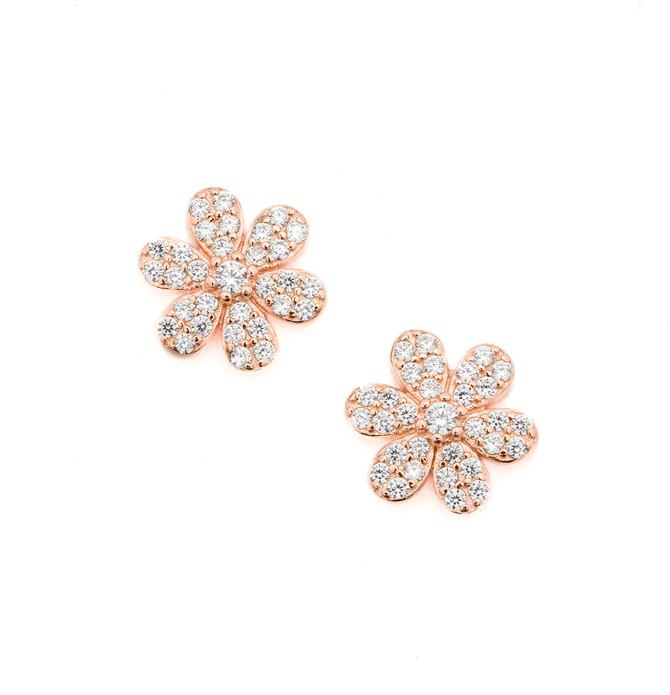 Floral Studs Earrings Rosegold